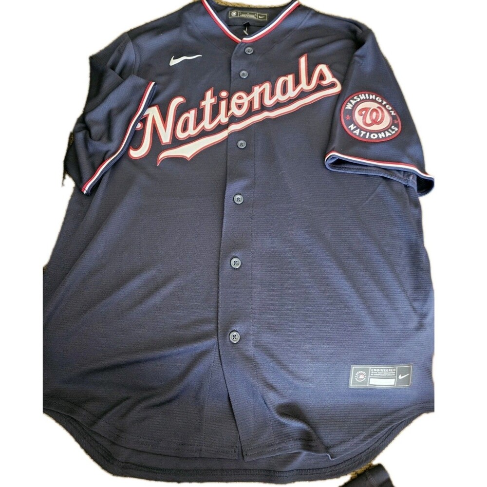 Nike Authentic MLB Washington Nationals Navy Blue Men's Jersey NWOT Men’s Large